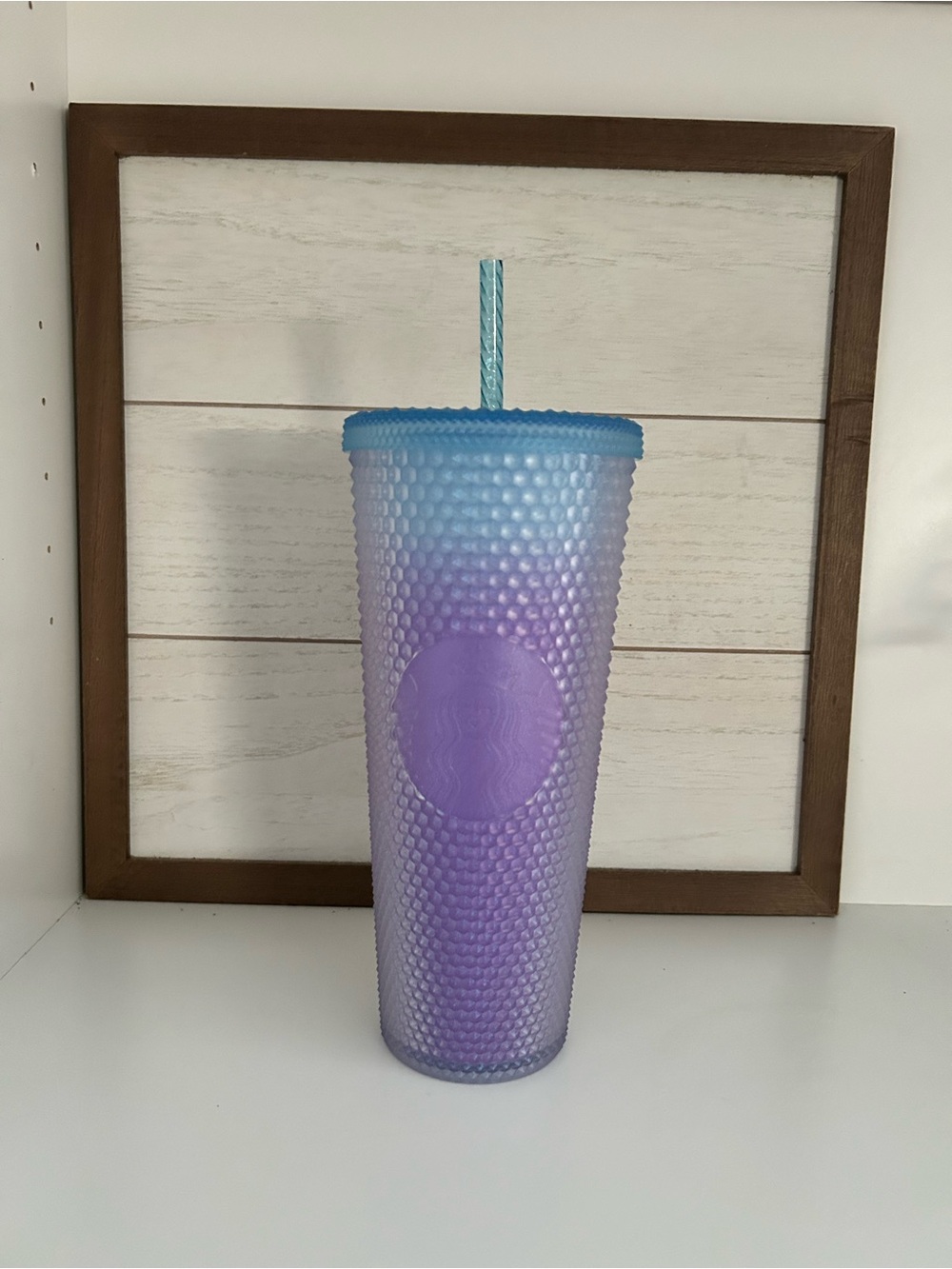 Starbucks Purple & Blue Ombre Textured Tumbler with Straw - H